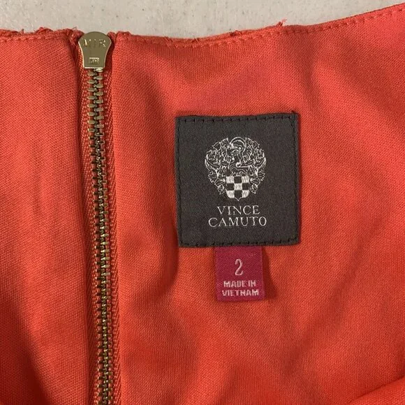 Vince Camuto Dress Coral Lace Overlay Long Sleeve Dress Size 2 - Picture 5 of 8